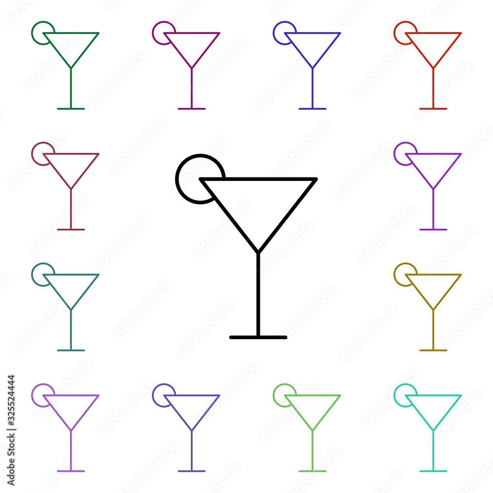 Poster cocktail multi color style icon. simple thin line, outline vector of summer icons for ui and ux, web