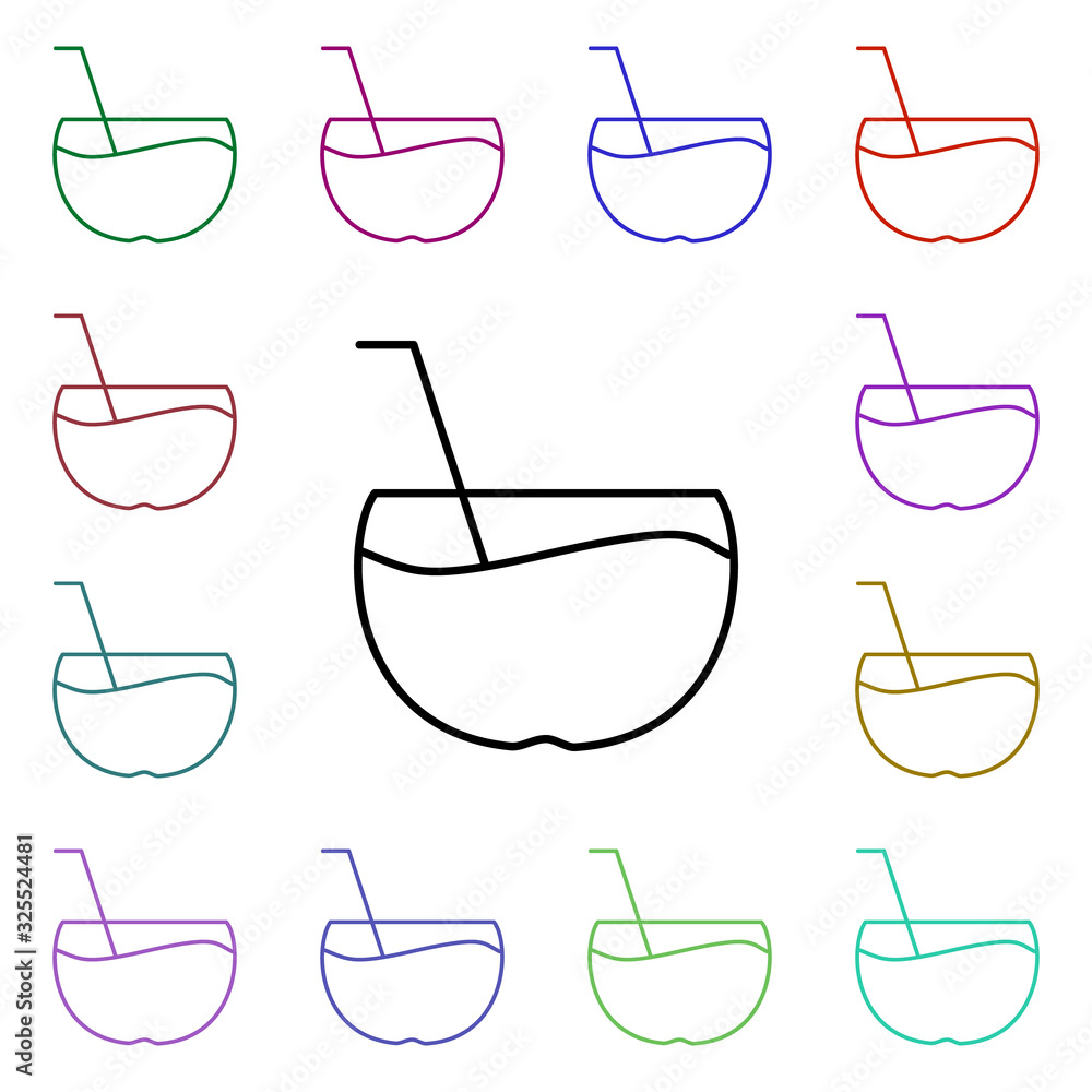 Poster cocktail multi color style icon. simple thin line, outline vector of summer icons for ui and ux, web