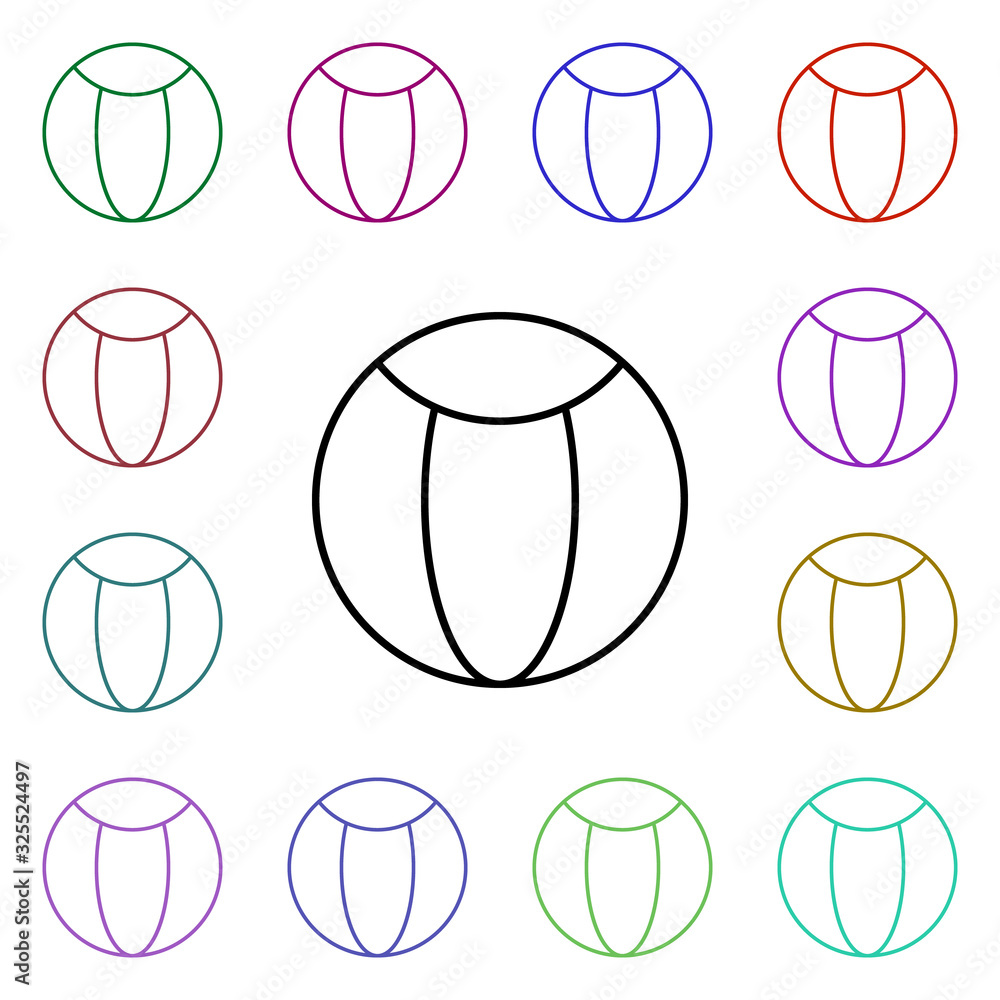 Poster beach ball multi color style icon. simple thin line, outline vector of summer icons for ui and ux, w