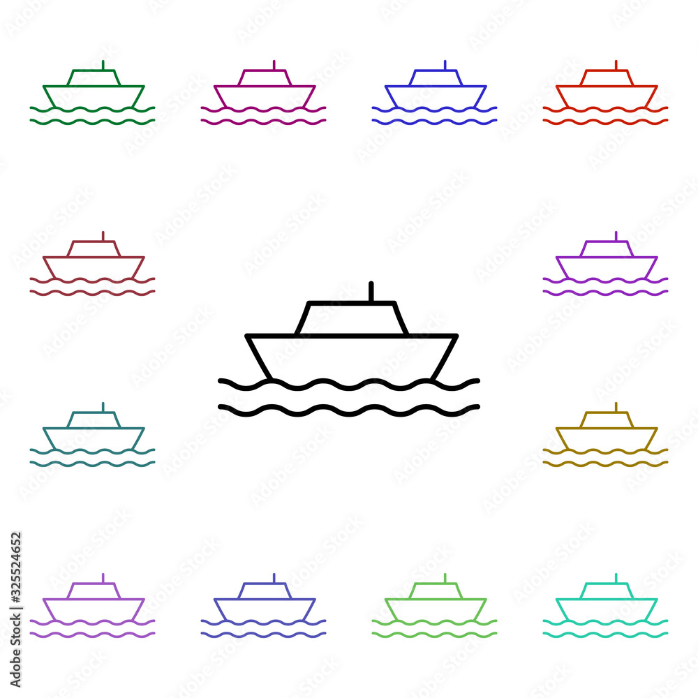 Poster ship multi color style icon. simple thin line, outline vector of summer icons for ui and ux, website