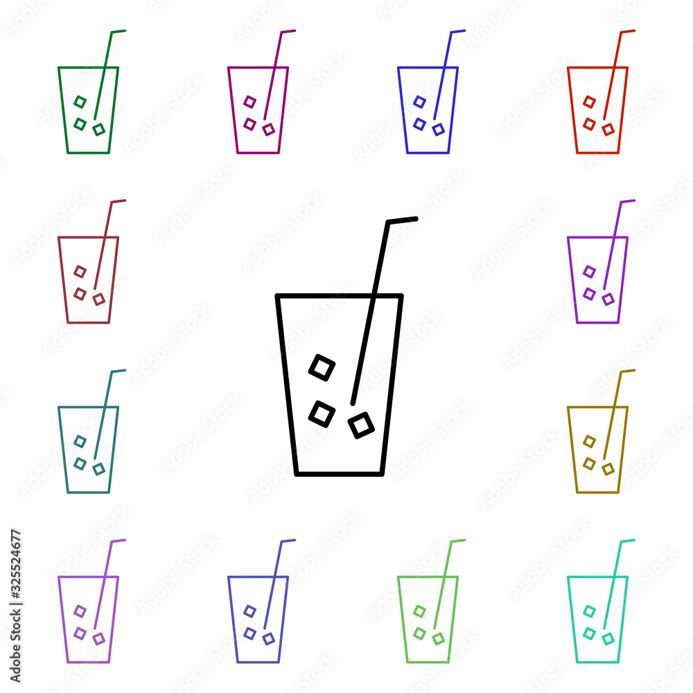 Poster soft drink multi color style icon. simple thin line, outline vector of summer icons for ui and ux, w