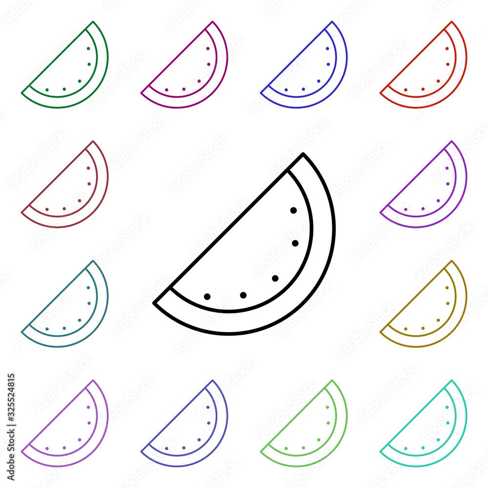 Poster watermelon multi color style icon. simple thin line, outline vector of summer icons for ui and ux, w