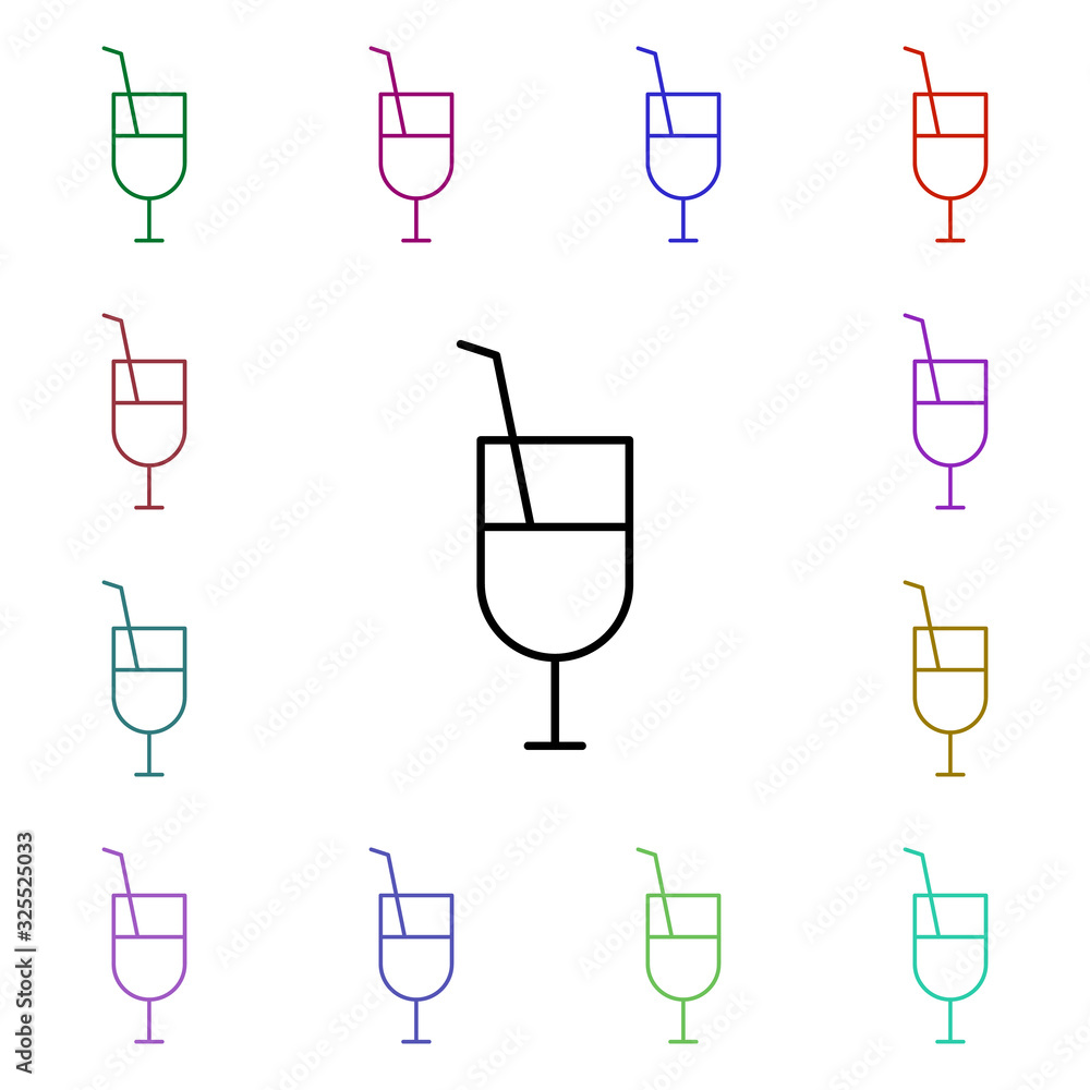Poster cocktail multi color style icon. simple thin line, outline vector of summer icons for ui and ux, web