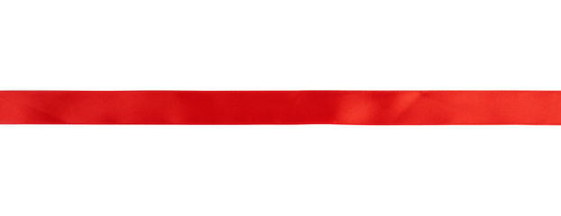 red silk ribbon isolated on white background, design element for gift decor
