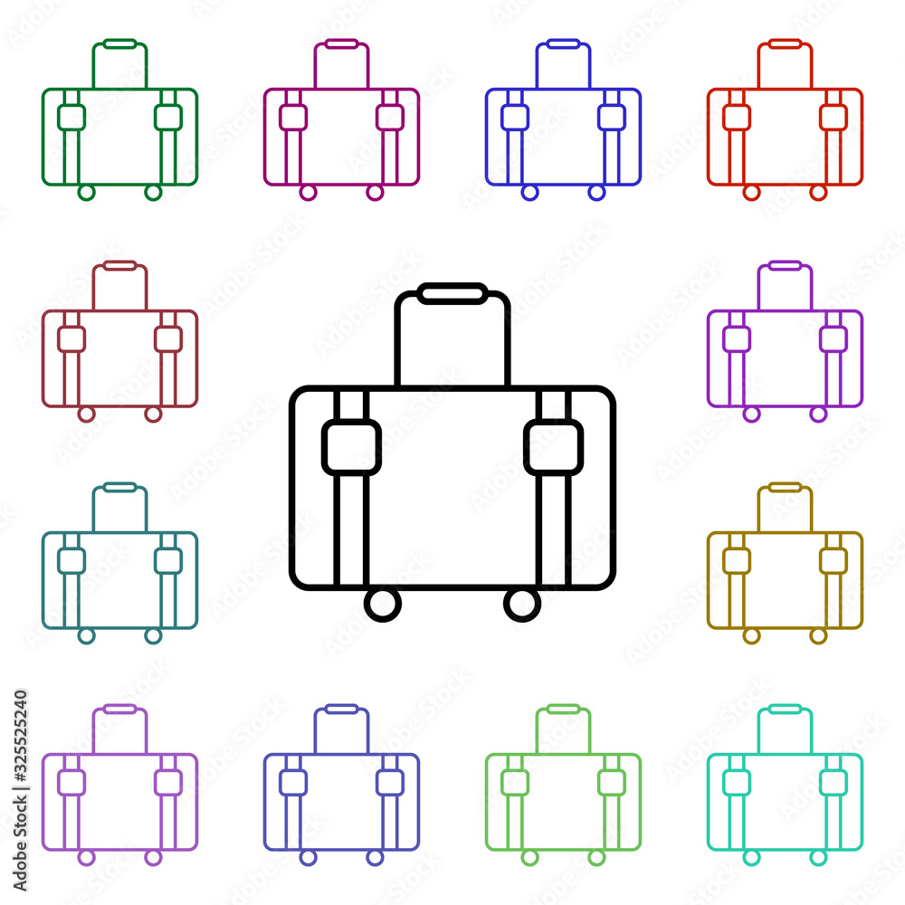 Poster suitcase multi color style icon. simple thin line, outline vector of summer icons for ui and ux, web