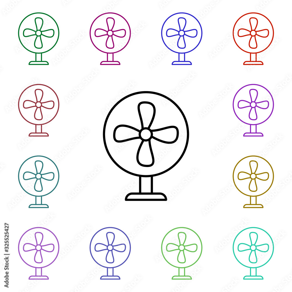 Poster fan multi color style icon. simple thin line, outline vector of summer icons for ui and ux, website 