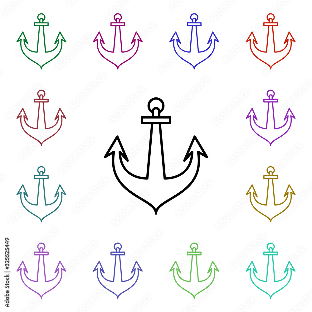 Poster anchor multi color style icon. simple thin line, outline vector of summer icons for ui and ux, websi