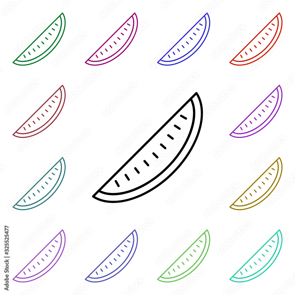 Poster melon multi color style icon. simple thin line, outline vector of summer icons for ui and ux, websit
