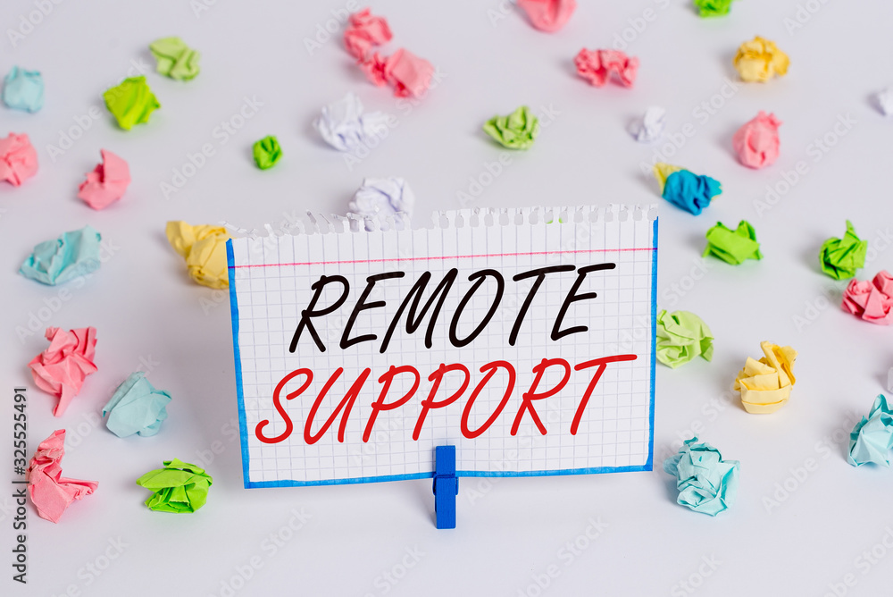 Poster word writing text remote support. business photo showcasing help endusers to solve computer problems