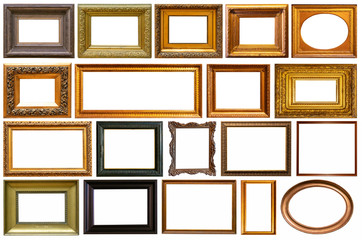 Set of frame frames picture gold silver tree.