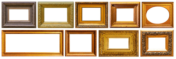 Set of frame frames picture gold silver tree.