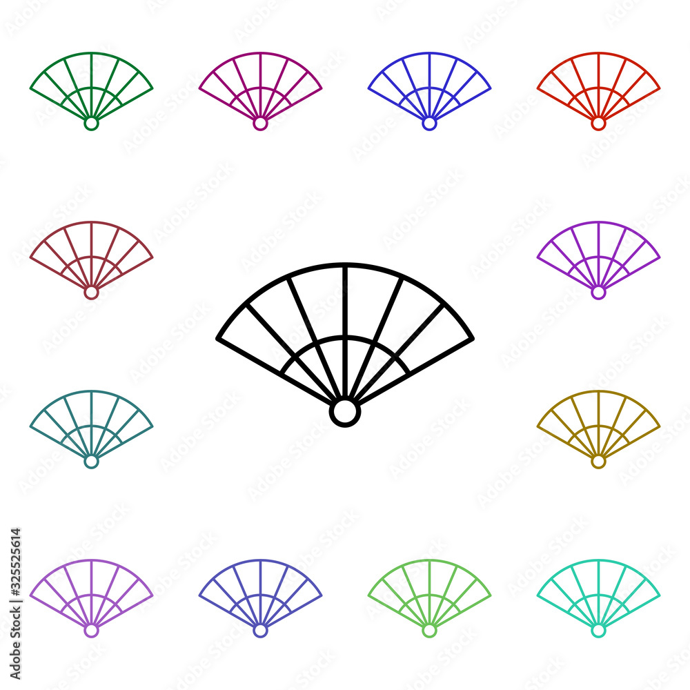 Poster fan multi color style icon. simple thin line, outline vector of summer icons for ui and ux, website 