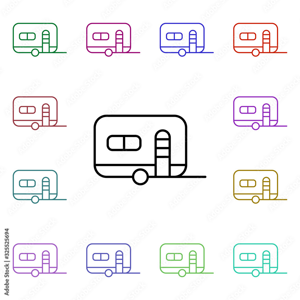 Poster caravan multi color style icon. simple thin line, outline vector of summer icons for ui and ux, webs