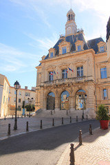 Fototapeta na wymiar The town hall of Frontignan, a seaside resort in the Mediterranean sea, Herault, Occitanie, France