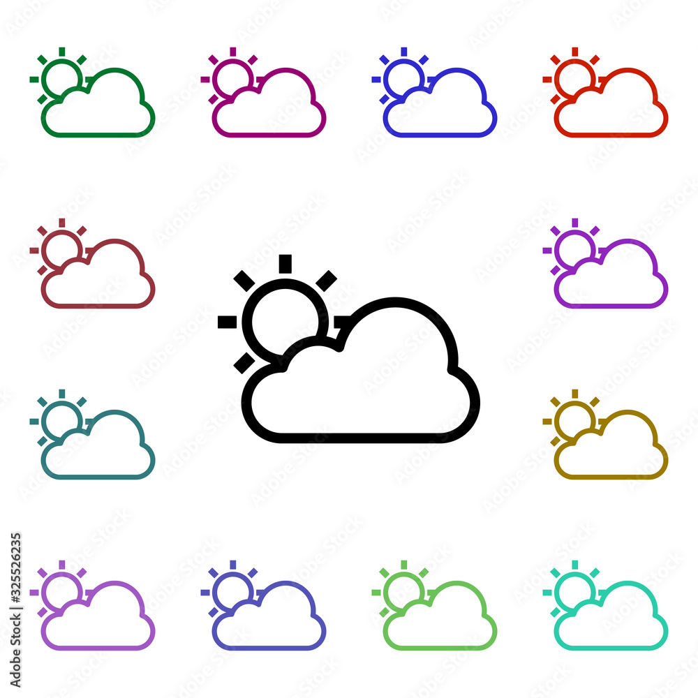 Poster cloudy, sunny sign multi color style icon. simple thin line, outline vector of weather icons for ui 