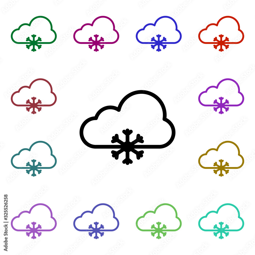 Poster cloudy snow sign multi color style icon. simple thin line, outline vector of weather icons for ui an