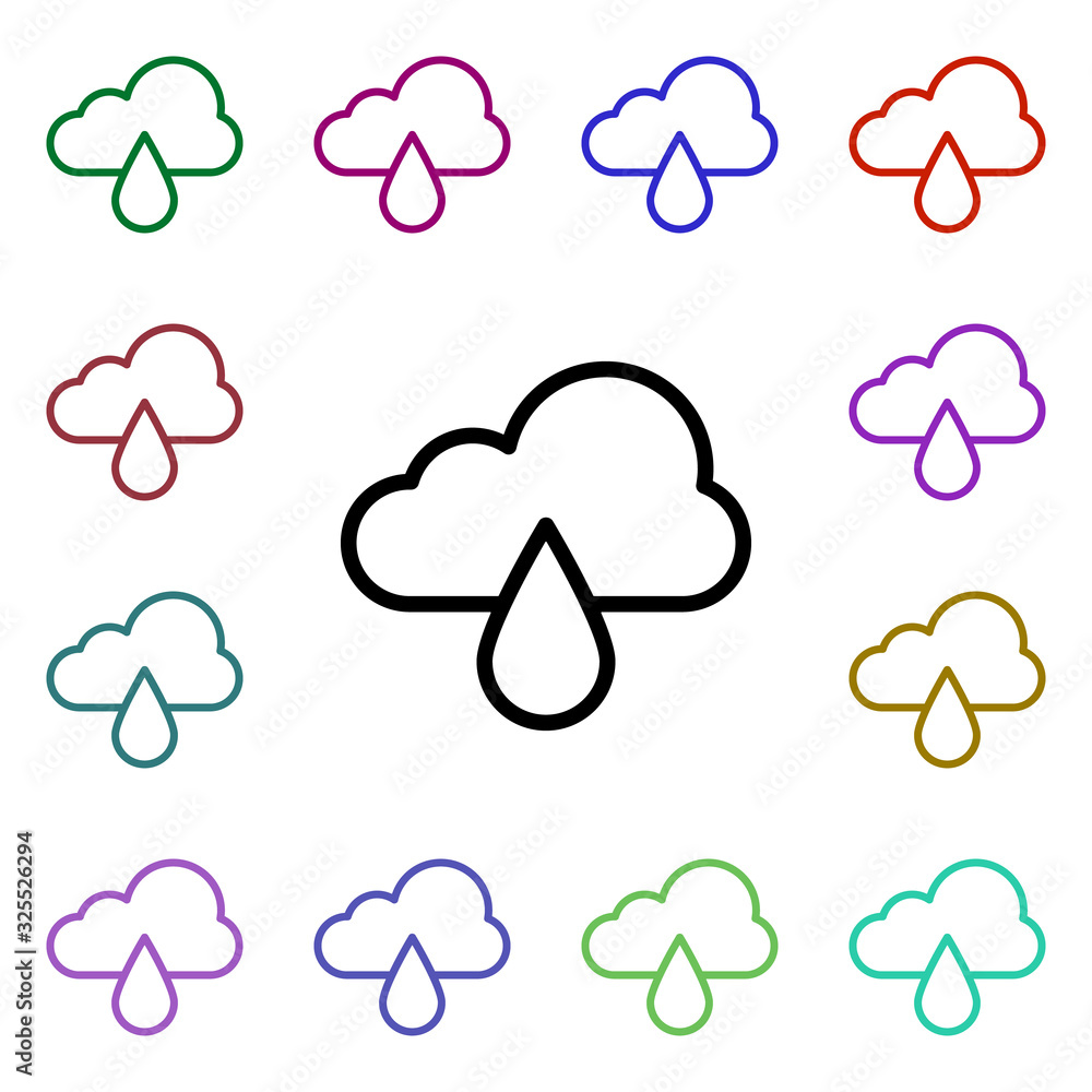 Poster cloudy, rain sign multi color style icon. simple thin line, outline vector of weather icons for ui a