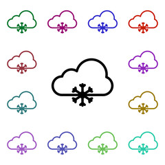 Cloudy snow sign multi color style icon. Simple thin line, outline vector of weather icons for ui and ux, website or mobile application