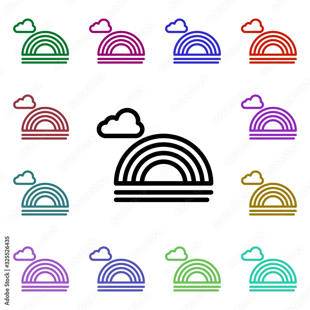 Poster cloudy, rainbow sign multi color style icon. simple thin line, outline vector of weather icons for u