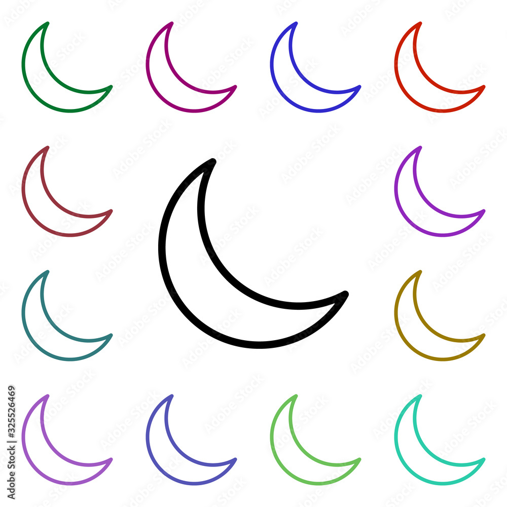 Poster moon sign multi color style icon. simple thin line, outline vector of weather icons for ui and ux, w