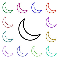 Moon sign multi color style icon. Simple thin line, outline vector of weather icons for ui and ux, website or mobile application