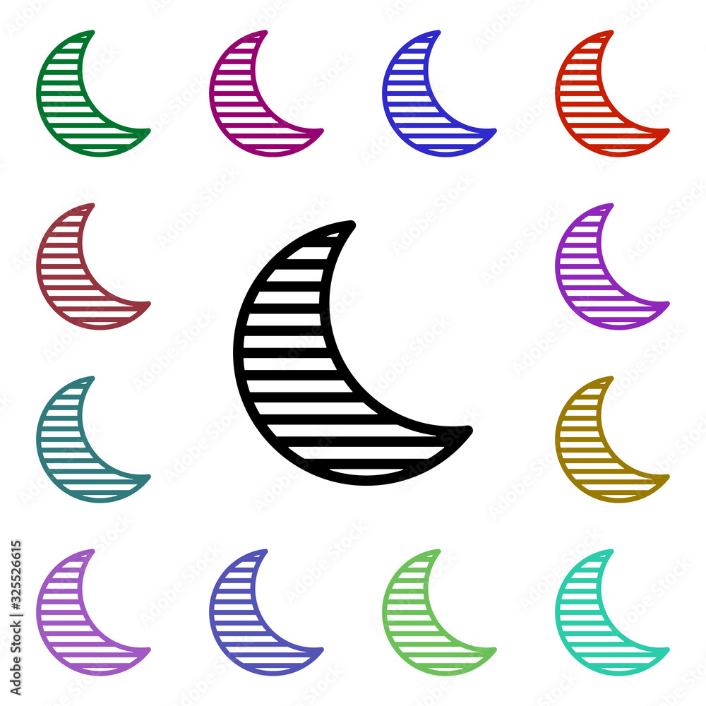 Poster moon night sign multi color style icon. simple thin line, outline vector of weather icons for ui and