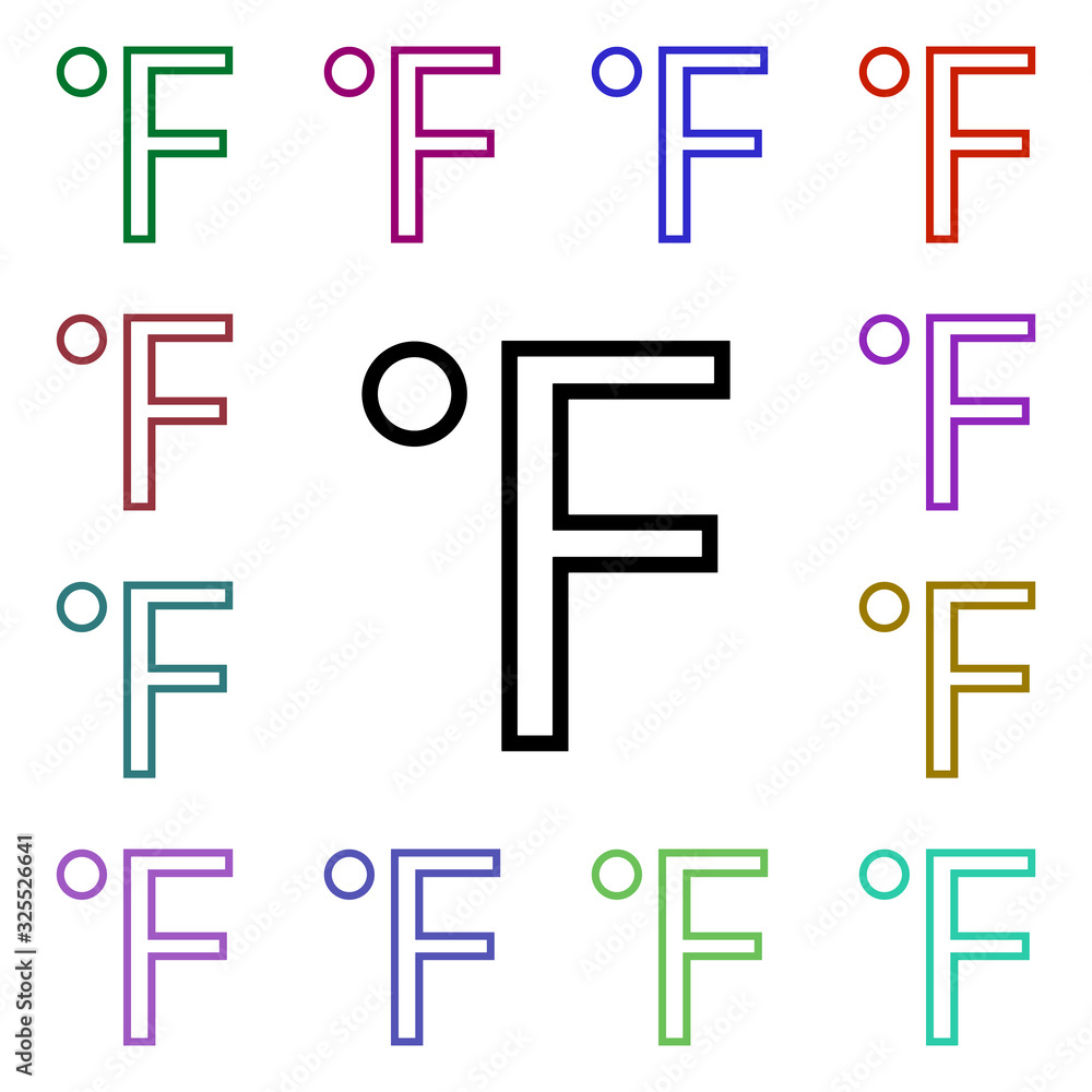Poster fahrenheit sign multi color style icon. simple thin line, outline vector of weather icons for ui and