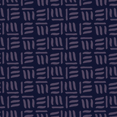 Abstract hand drawn seamless pattern. Ink mark. Abstract shapes. Dark blue colors. Simple texture. Sketchy style. For fabrics, wrapping paper, wallpaper
