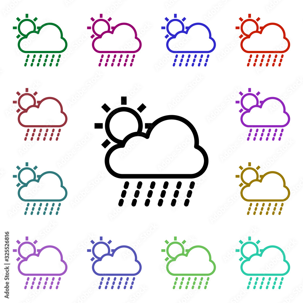 Poster sun, cloudy, rainy sign multi color style icon. simple thin line, outline vector of weather icons fo