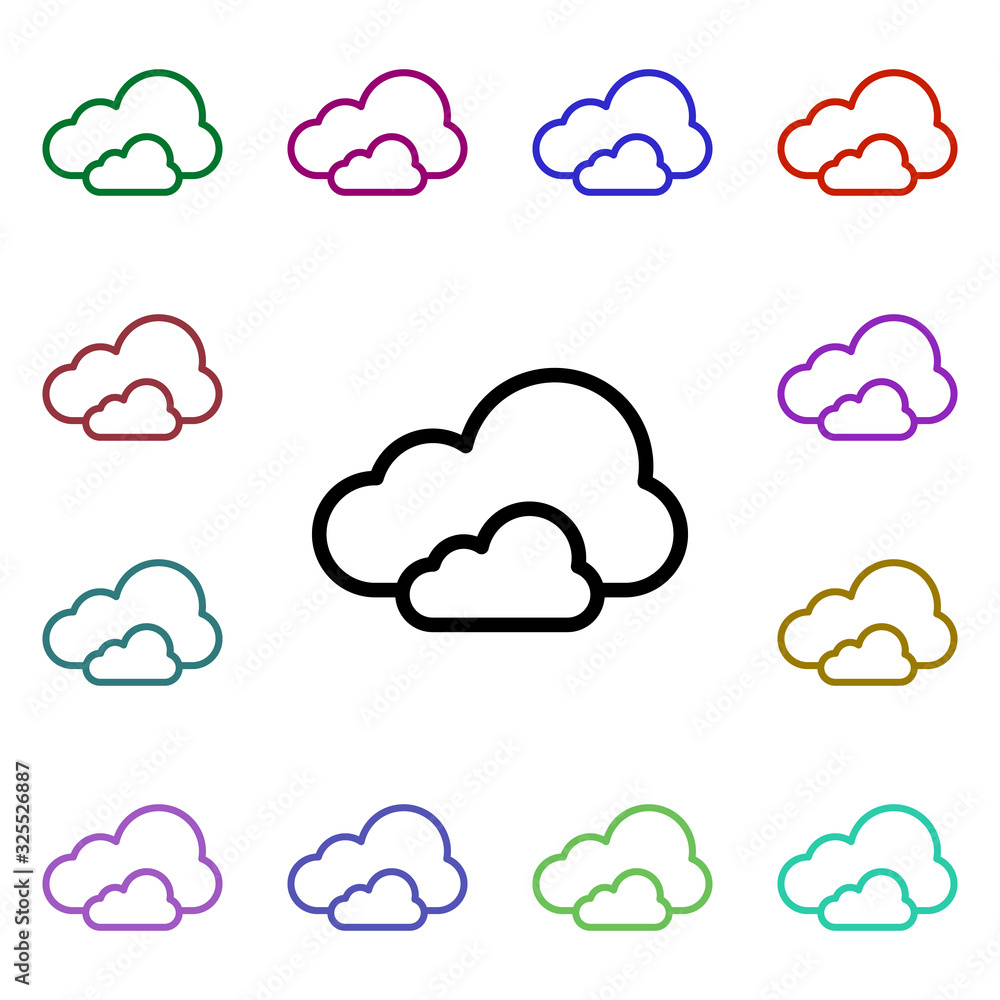 Poster cloudy sign multi color style icon. simple thin line, outline vector of weather icons for ui and ux,
