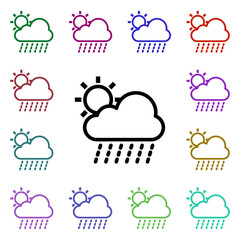 Sun, cloudy, rainy sign multi color style icon. Simple thin line, outline vector of weather icons for ui and ux, website or mobile application