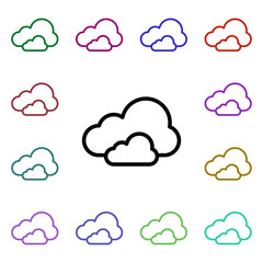 Cloudy sign multi color style icon. Simple thin line, outline vector of weather icons for ui and ux, website or mobile application