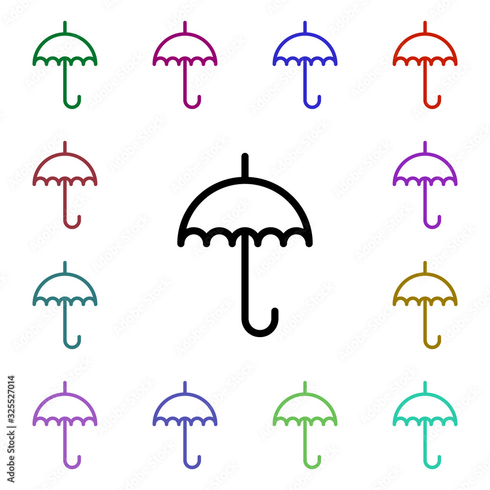 Poster umbrella sign multi color style icon. simple thin line, outline vector of weather icons for ui and u