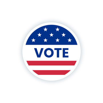 American vote sticker with USA flag and word vote.