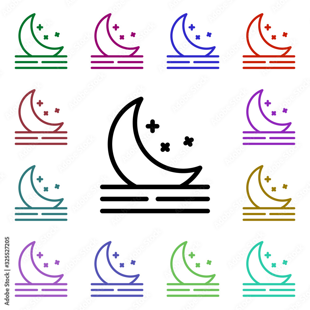 Poster moon night sign multi color style icon. simple thin line, outline vector of weather icons for ui and