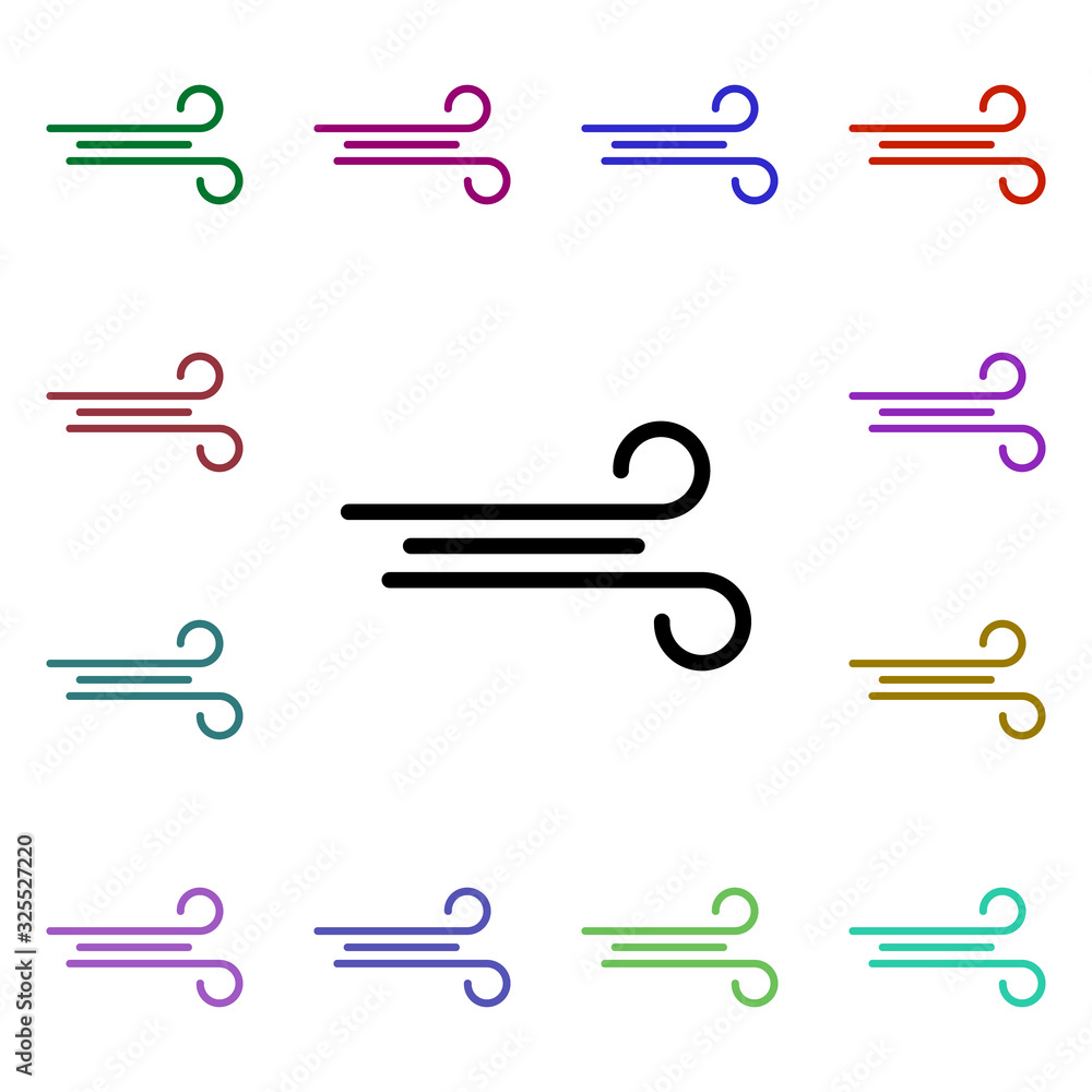 Poster wind sign multi color style icon. simple thin line, outline vector of weather icons for ui and ux, w