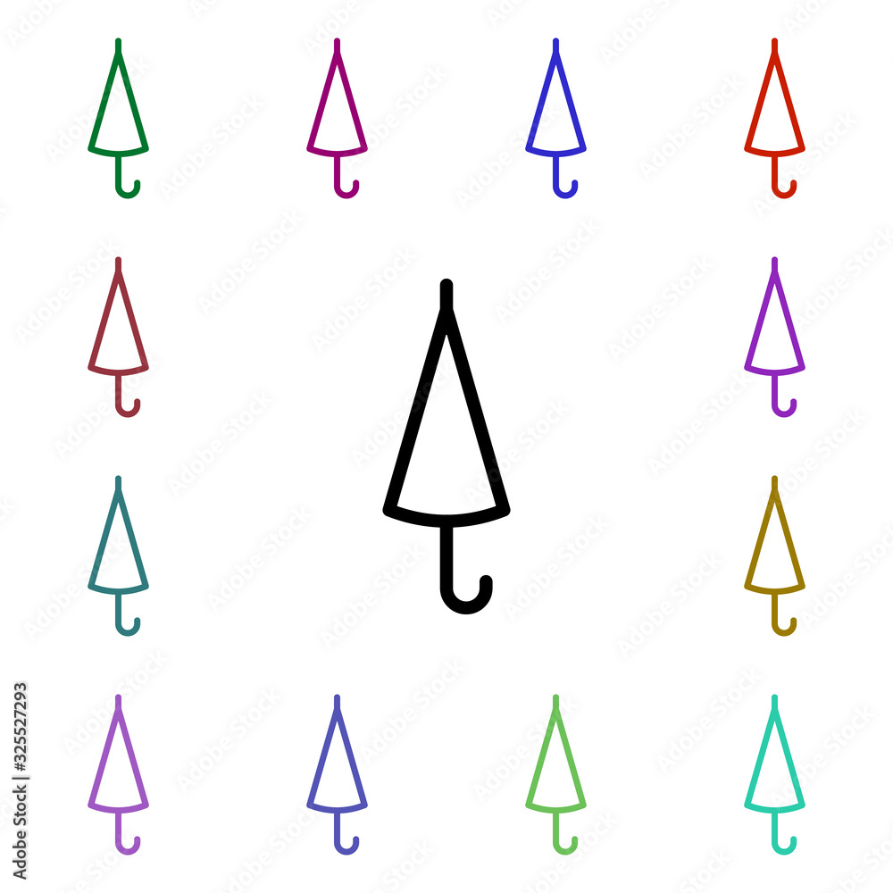Aufkleber protection rain umbrella sign multi color style icon. simple thin line, outline vector of weather ic