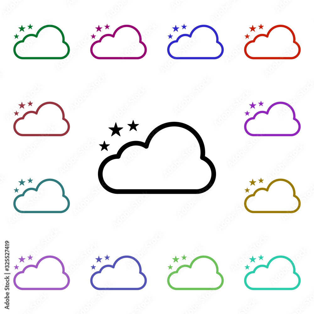 Poster cloudy star sign multi color style icon. simple thin line, outline vector of weather icons for ui an
