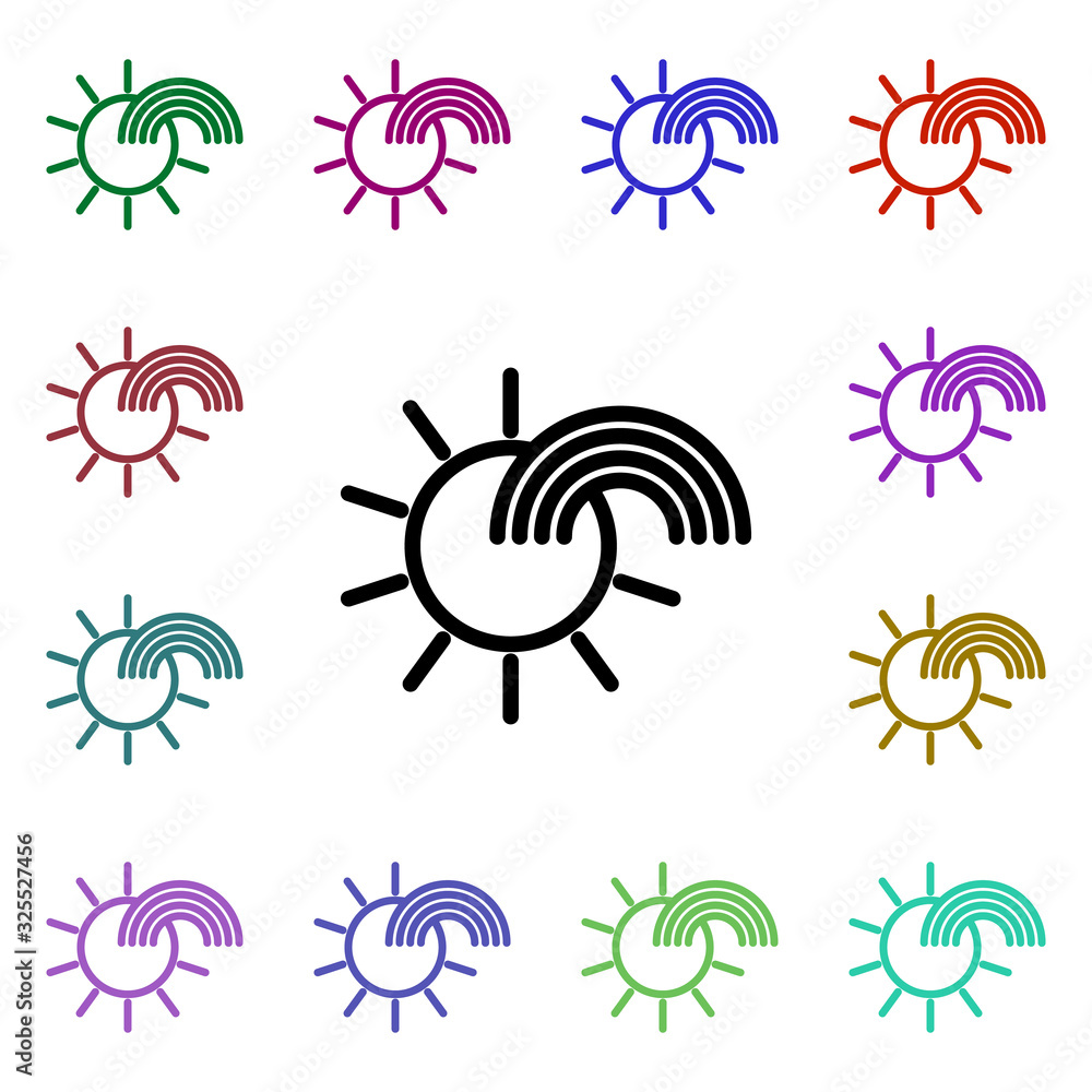 Poster sun rainbow sign multi color style icon. simple thin line, outline vector of weather icons for ui an