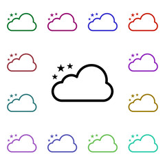 Fototapeta premium Cloudy star sign multi color style icon. Simple thin line, outline vector of weather icons for ui and ux, website or mobile application