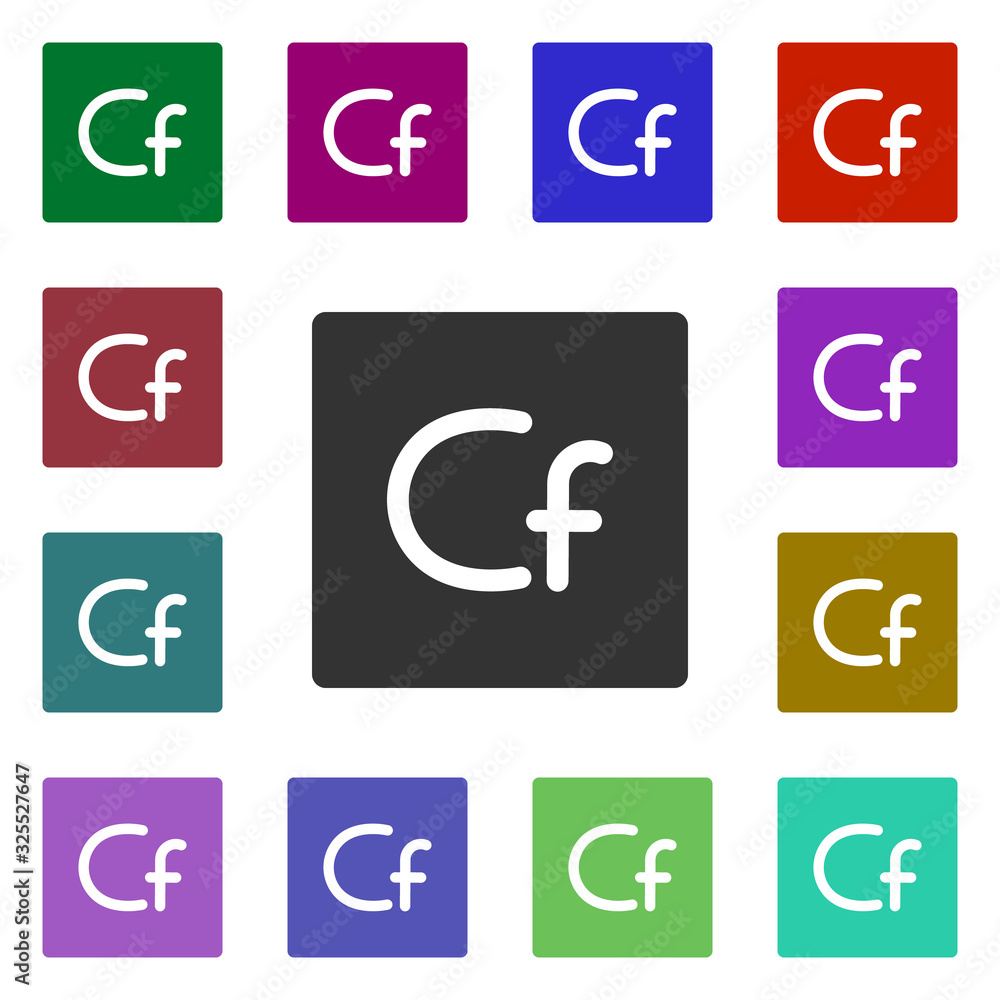Poster cf abbreviationmulti color style icon. simple glyph, flat vector of web icons for ui and ux, website