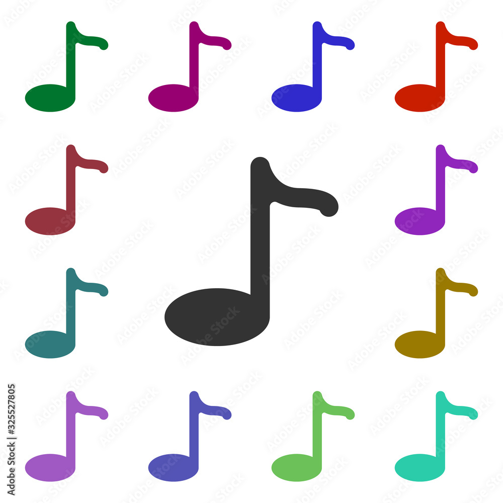 Poster eighth note multi color style icon. simple glyph, flat vector of web icons for ui and ux, website or