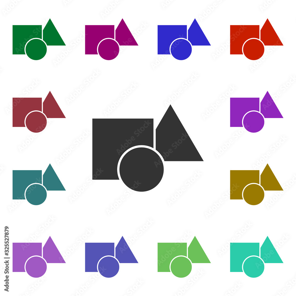 Poster geometric shapes multi color style icon. simple glyph, flat vector of web icons for ui and ux, websi