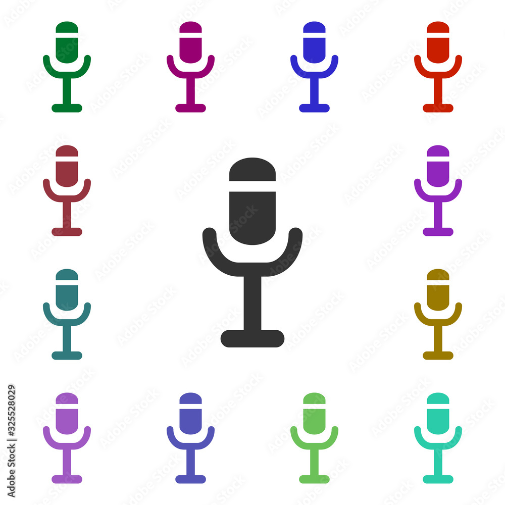 Poster microphone voice multi color style icon. simple glyph, flat vector of web icons for ui and ux, websi