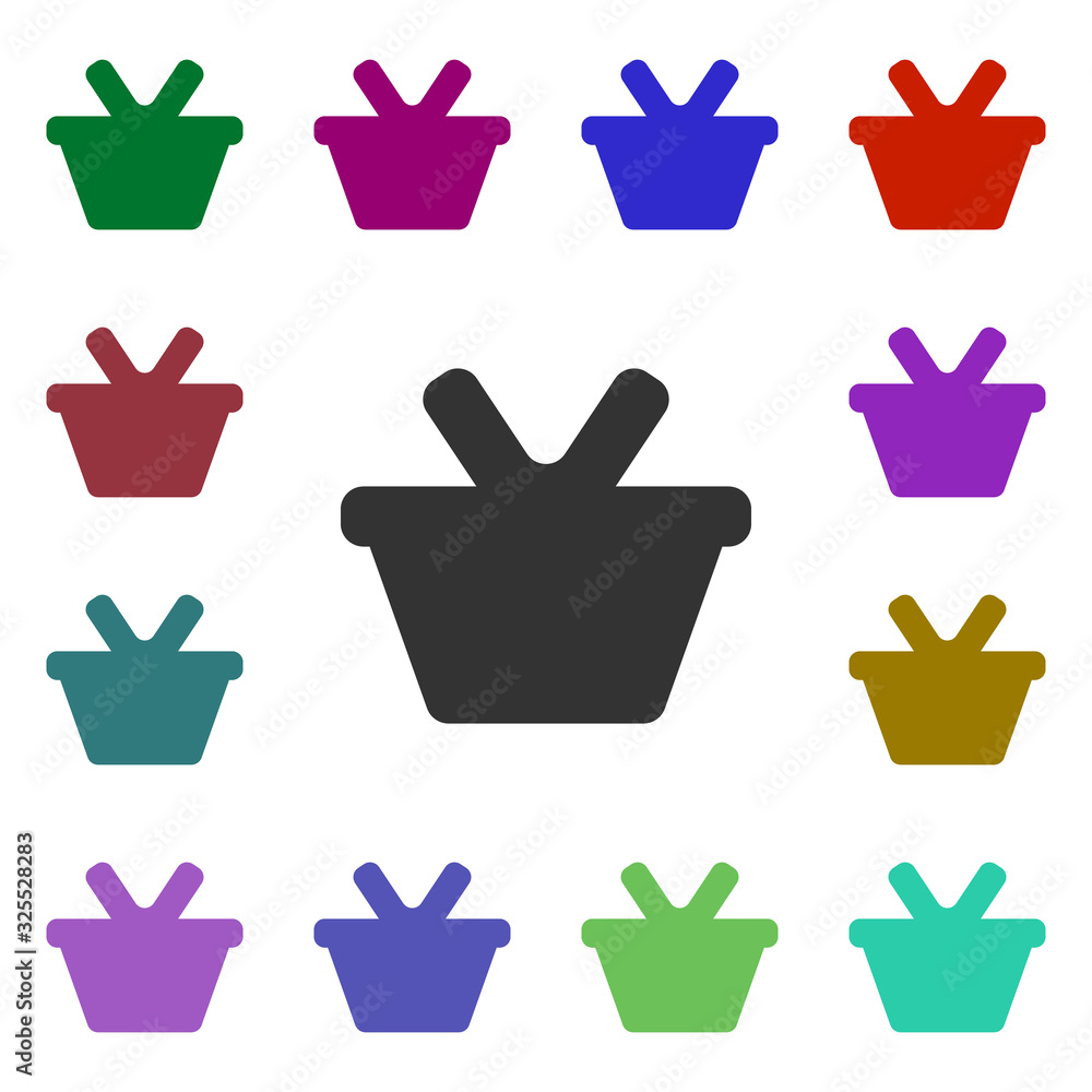 Poster shopping basket multi color style icon. simple glyph, flat vector of web icons for ui and ux, websit