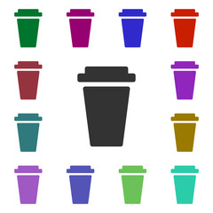Rubbish bin multi color style icon. Simple glyph, flat vector of web icons for ui and ux, website or mobile application