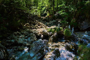 Naklejka na ściany i meble Mountain watercourse in Austria. Salzkammergut region