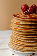 Pancakes with maple syrup. Pancake's Day. Stack of pancakes.