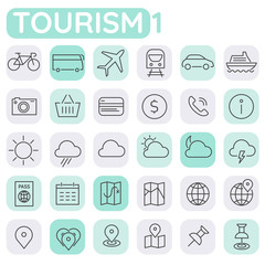 Trendy line icons - Tourism icons collection, set 1
