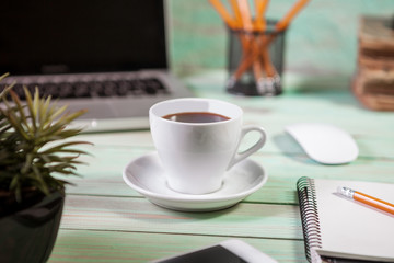 Blue office desk table